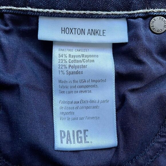 Paige Hoxton Ankle 9” Rise Dark Blue Skinny Jeans - Picture 5 of 11